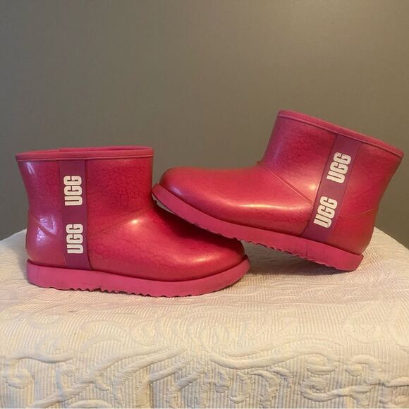 UGG CLASSIC CLEAR MINI ROCK ROSE PINK WATERPROOF ANKLE BOOT SIZE 5 WOMEN - Picture 3 of 10